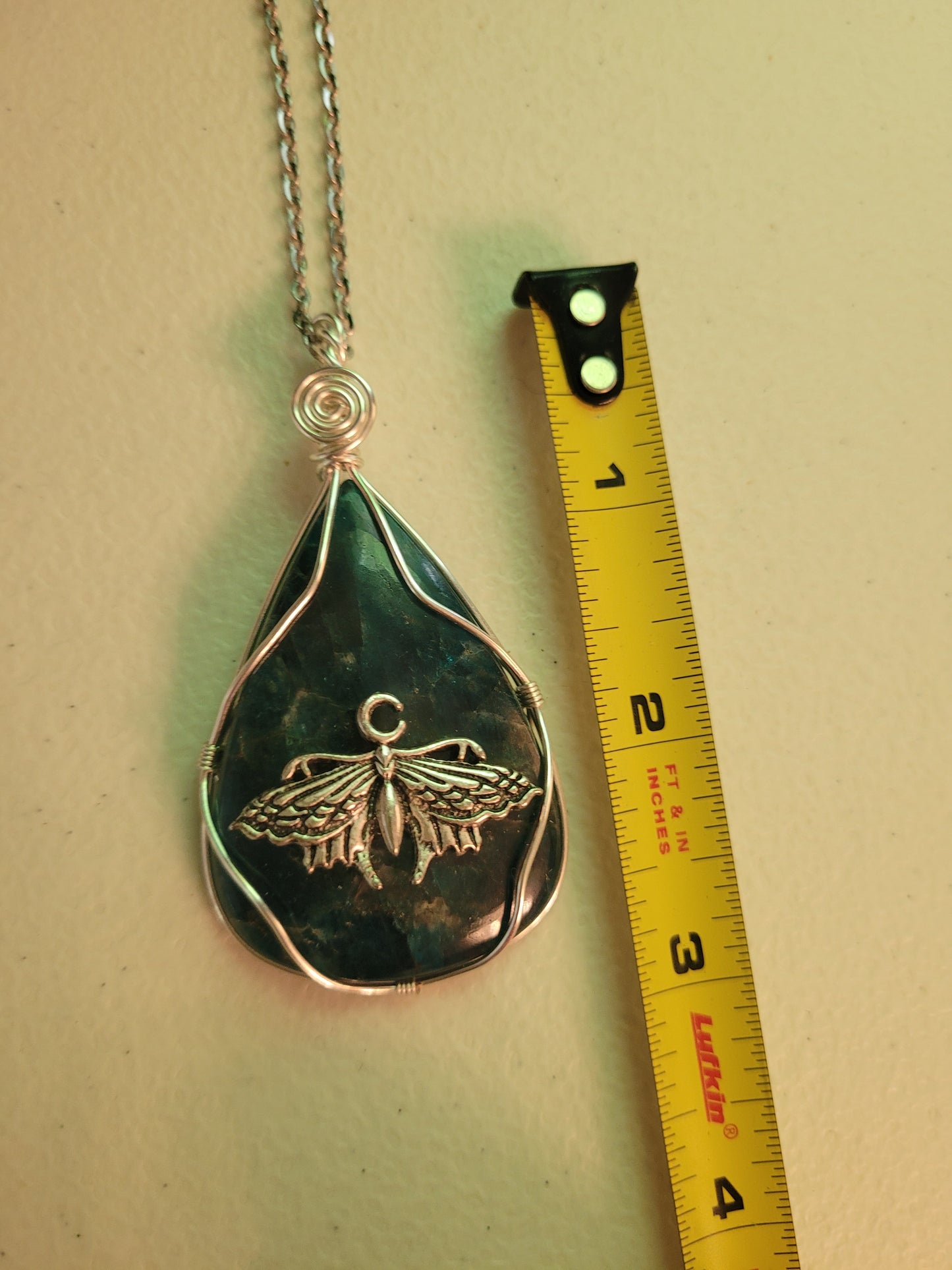 Blue apatite Luna moth Pendant