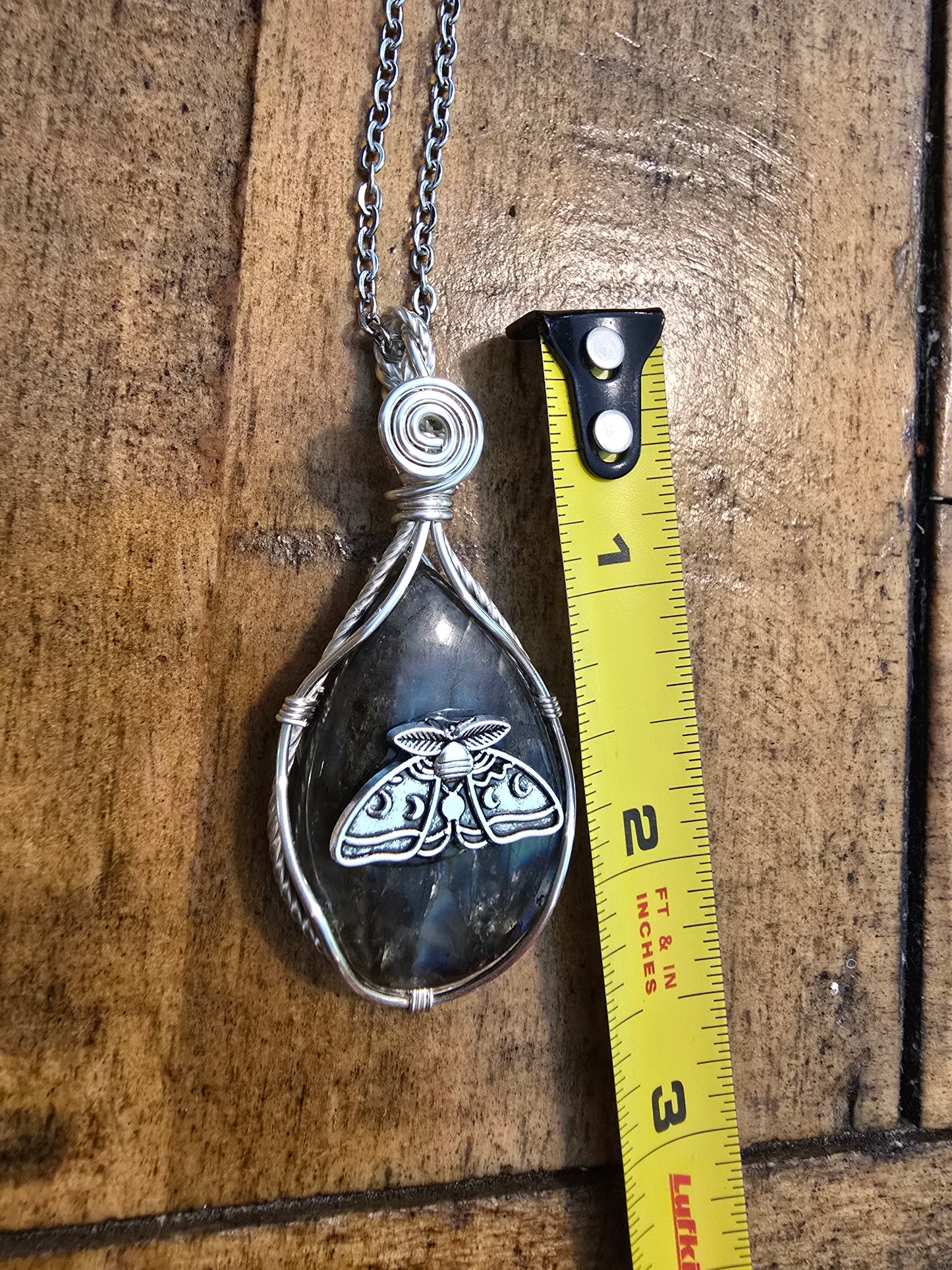 Labradorite Luna Moth Pendant