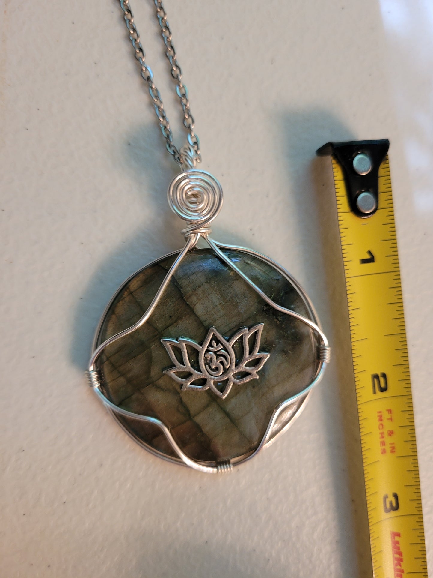 Labradorite Lotus Flower Pendant
