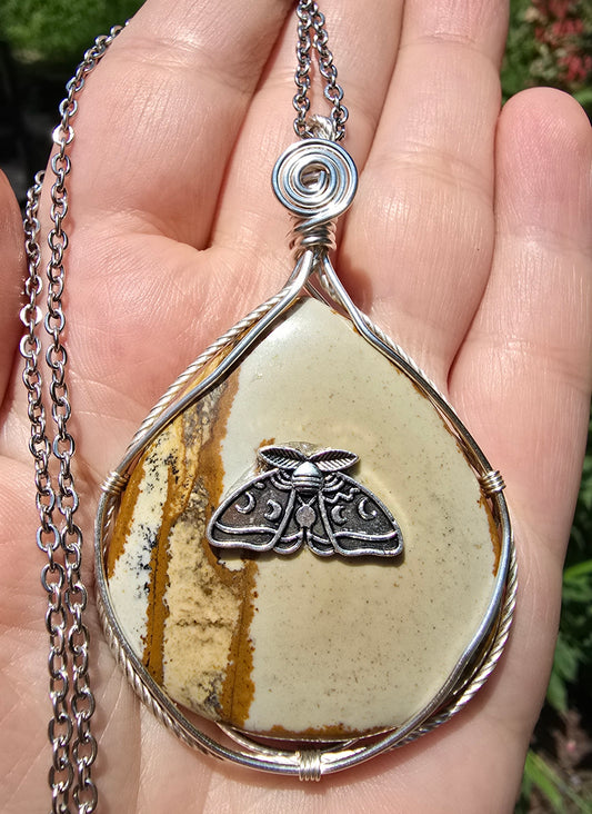 Picture Jasper Luna Moth Necklace