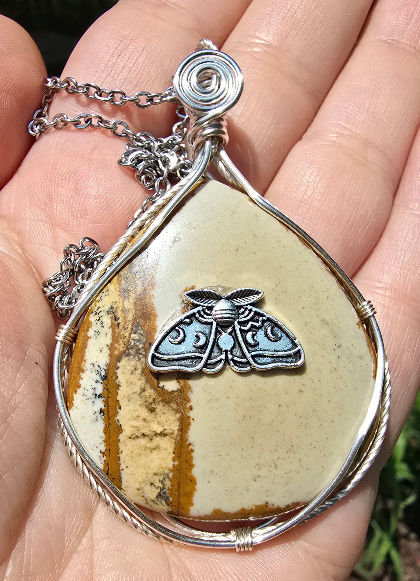Picture Jasper Luna Moth Necklace