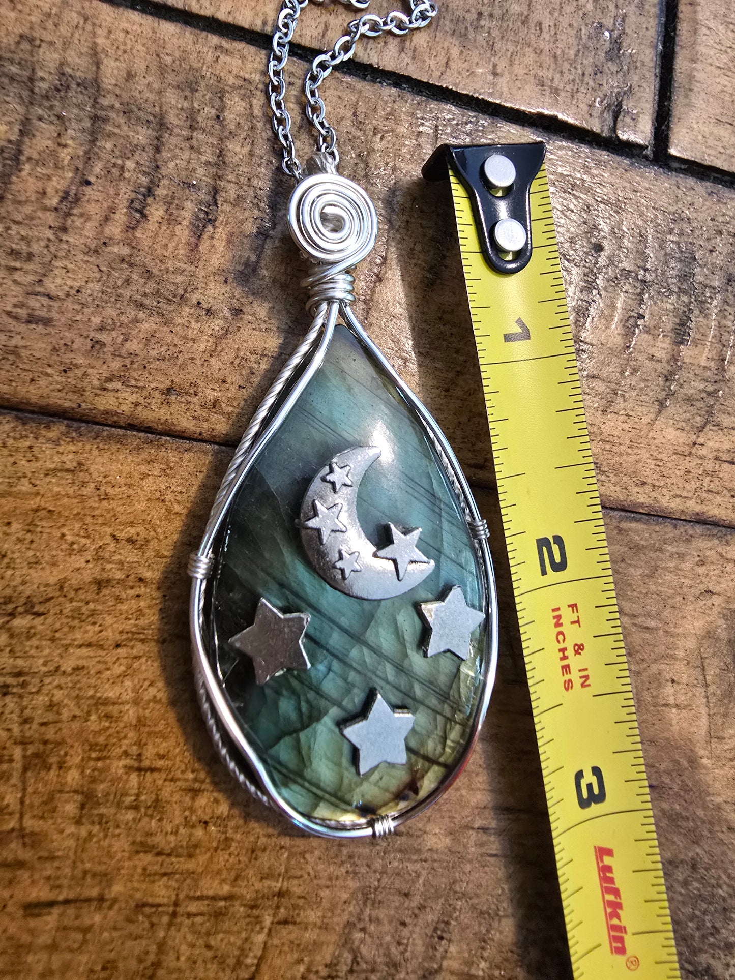 Labradorite moon and star Pendant