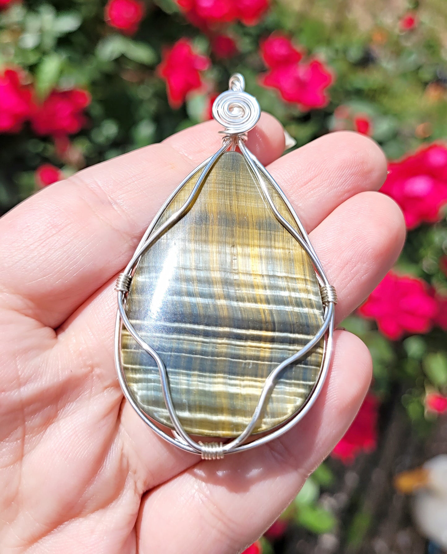 Blue and Gold Tigers Eye Pendant