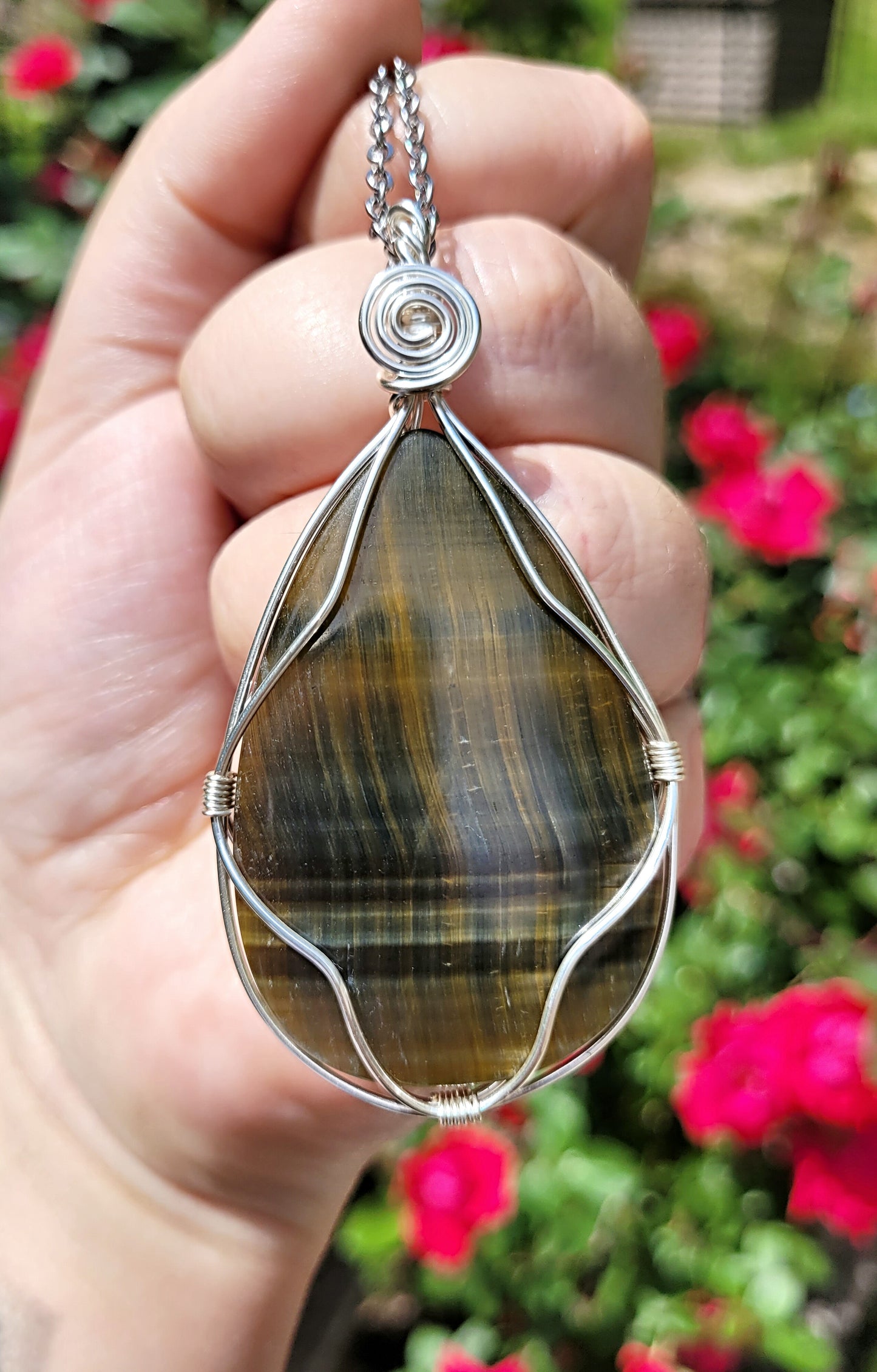 Blue and Gold Tigers Eye Pendant