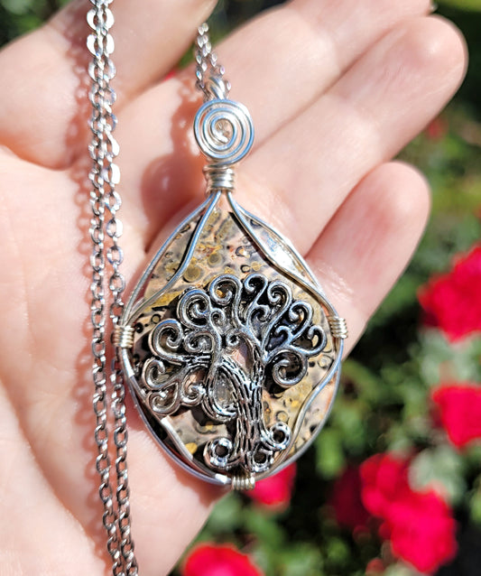 Leopard skin Tree of Life Pendant
