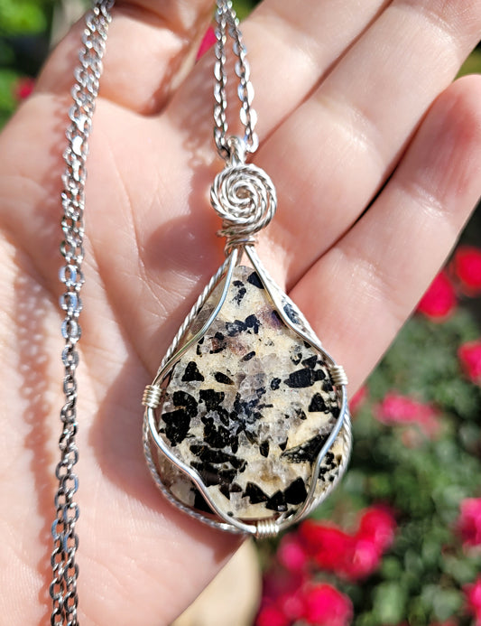 Smokey Quartz, Black Tourmaline, Garnet Pendant