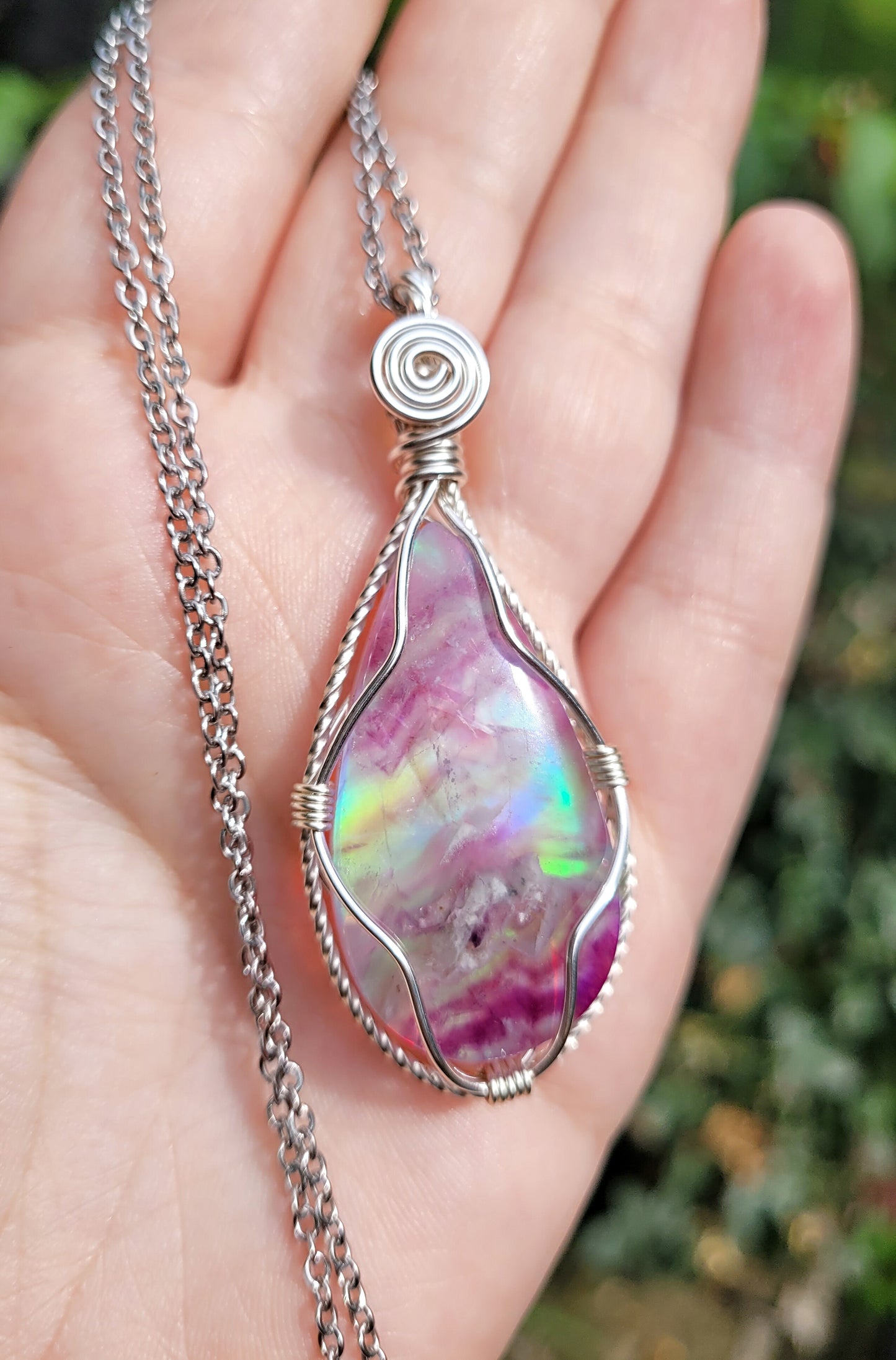 Aurora Opal Fluorite Pendant